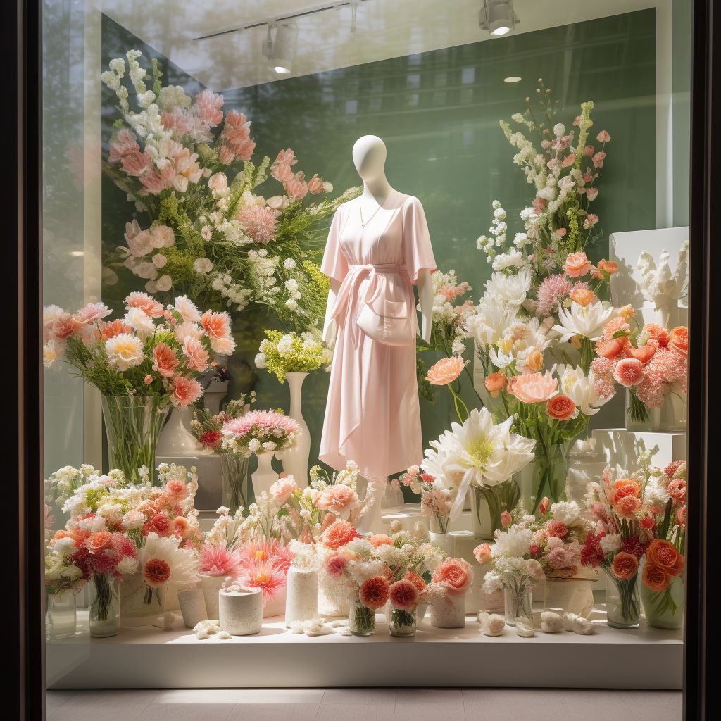 A beautifully styled seasonal floral display featuring spring blooms